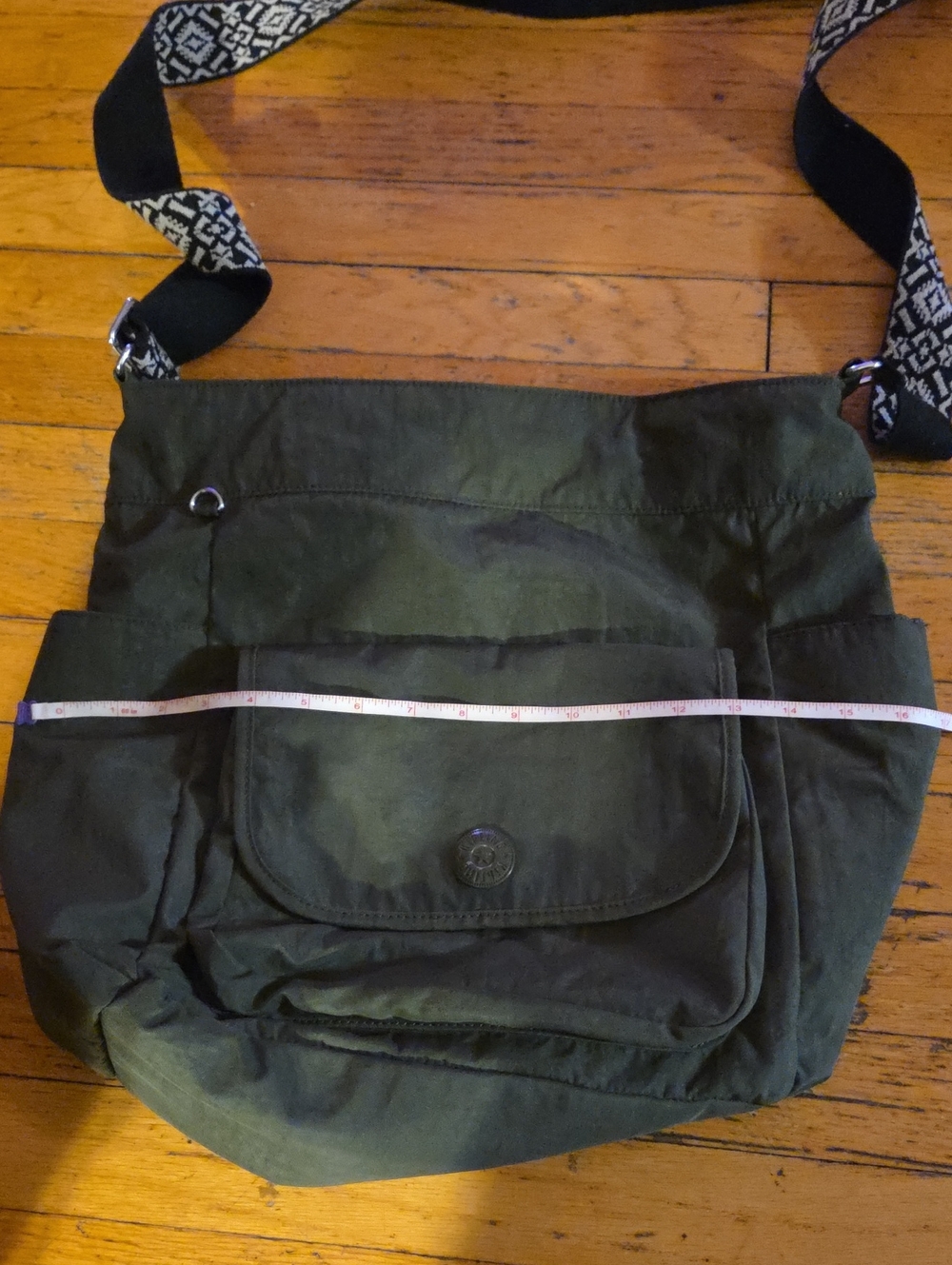 Baggallini Olive Green Crossbody with Patterned Adjustable Strap